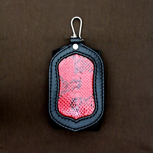 iPhone・スマートフォンケース ダイヤモンドパイソン プレーンタイプ 黒×赤