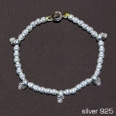 シルバー925　シルバービーズ　ブレスレット　スカルシルバー